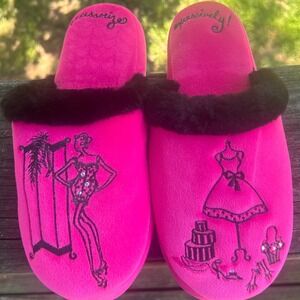 Totes Isotoner Slippers Pinup Large Pink Deadstock‎ Y2K Bimbocore McBling 2000s